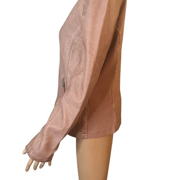 Sebby Collection Moto Jacket Womens Large Pink Mauve Faux Leather Zip Front - Picture 12 of 14